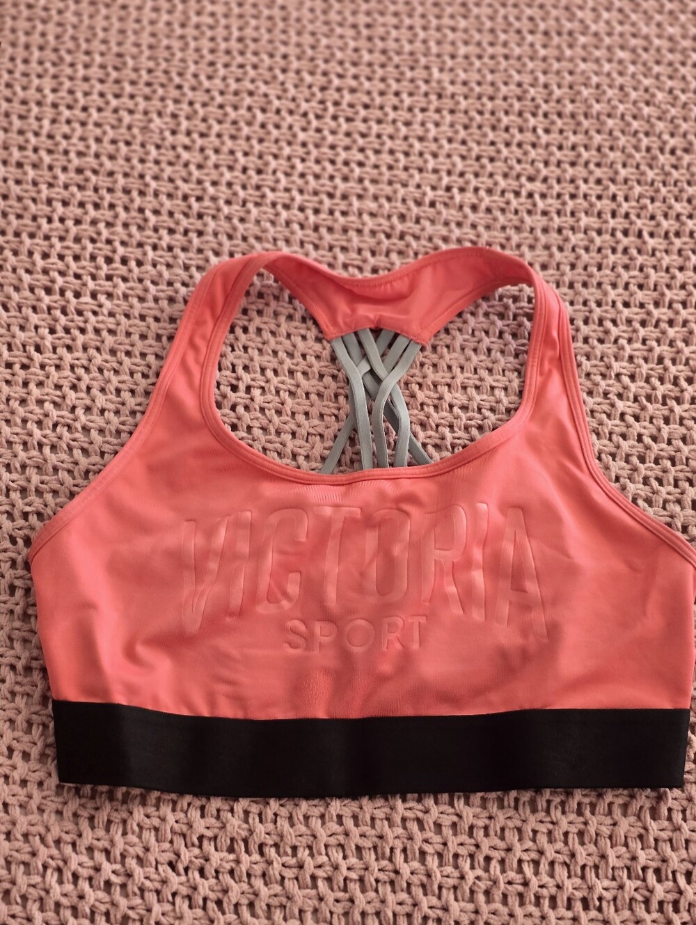 Victoria Secret Coral Pink Strappy Sports Bra